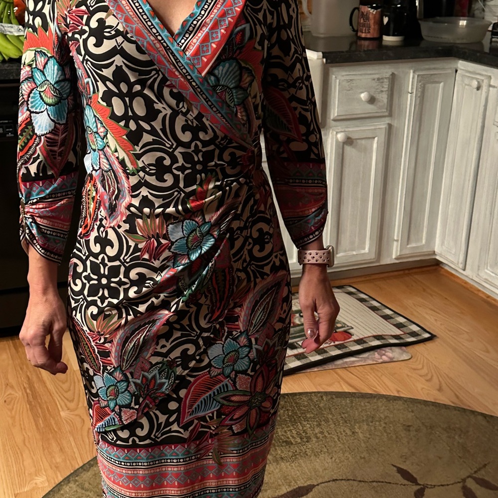 Joseph Ribkoff Multicolor Floral Long Sleeve Dress